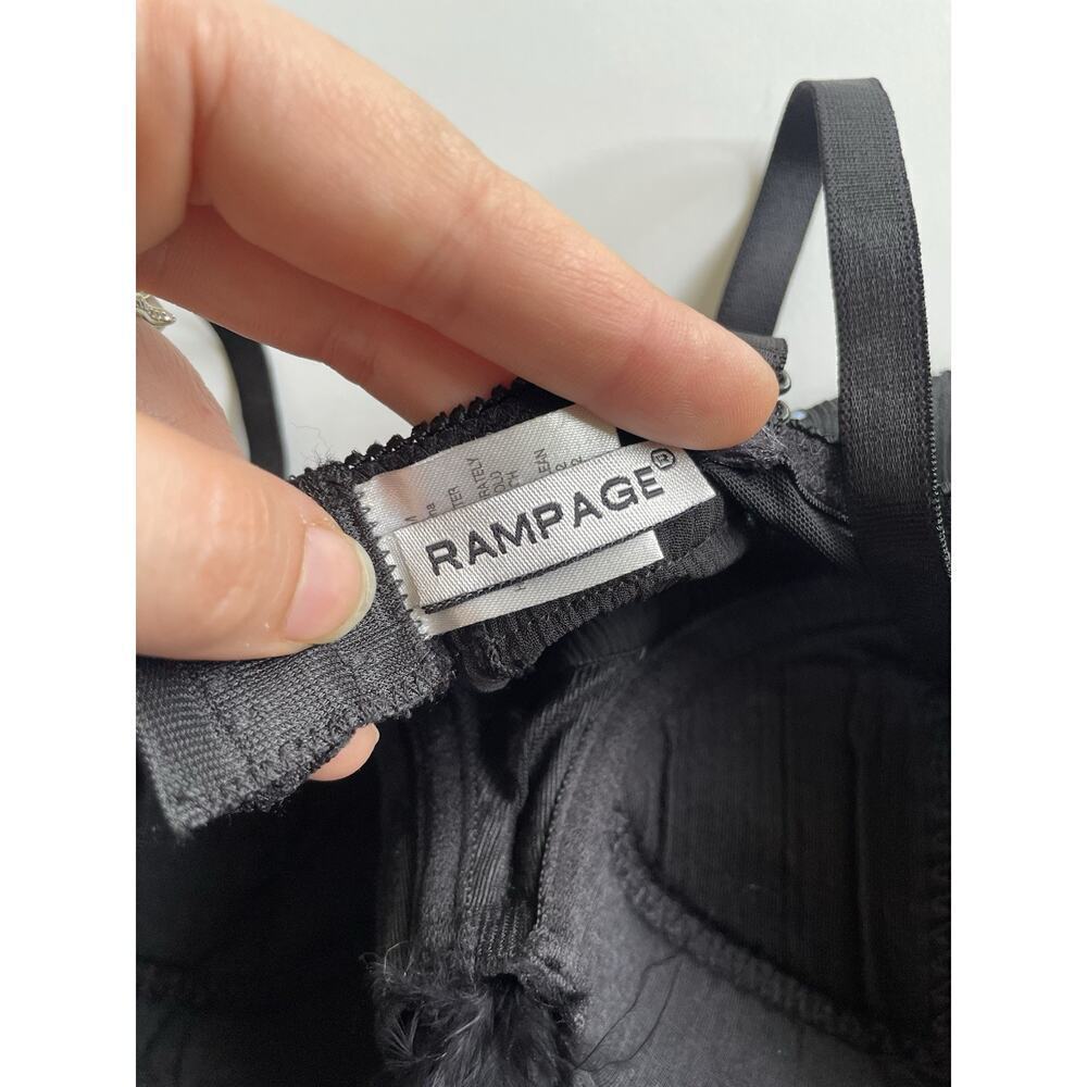 Rampage Intimates Black Glitter Sheer Bra Chemise Size M Underwire Lingerie Sexy - Picture 3 of 11